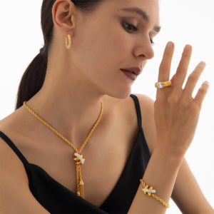Exquisite Geometric Pearl Chain Jewelry Set for Women - A Timeless Piece of Elegance
