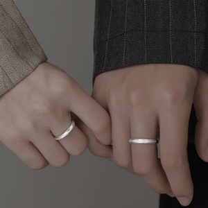 Exquisite Couple's Silver Ring - High-End Finger Ring, Pure Silver Couple's Ring