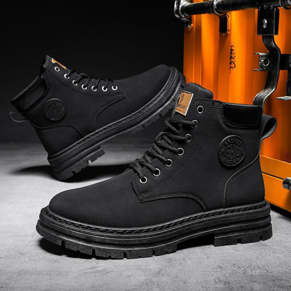 Fashionable Men's Casual Martin Boots - Black/Yellow - Image 7