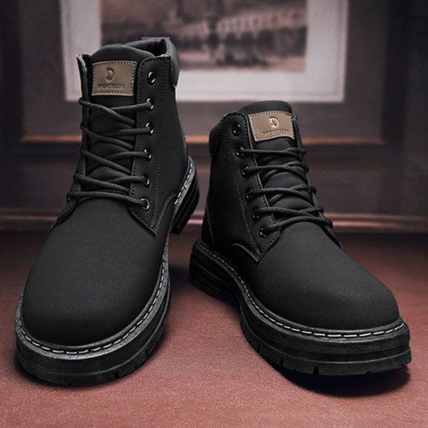 Fashionable Men's Casual Martin Boots - Black/Yellow - Image 8