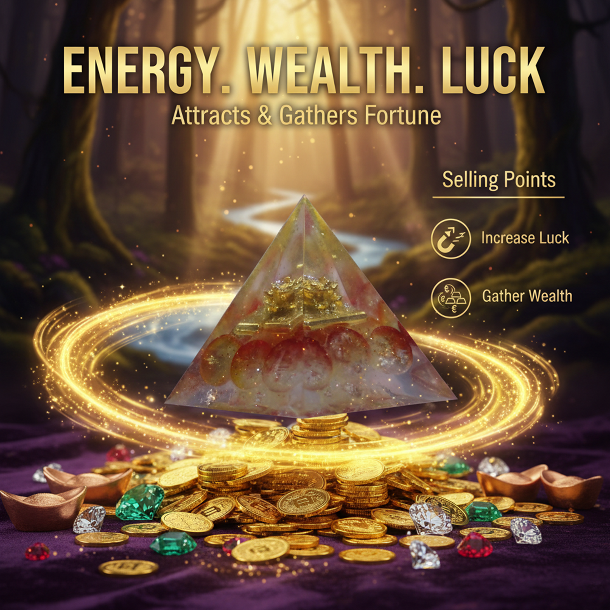 Wealth Keeper - wealth protection crystal tool Wealth Keeper crystal pyramid - Pyramid Light Safeguarding Prosperity
